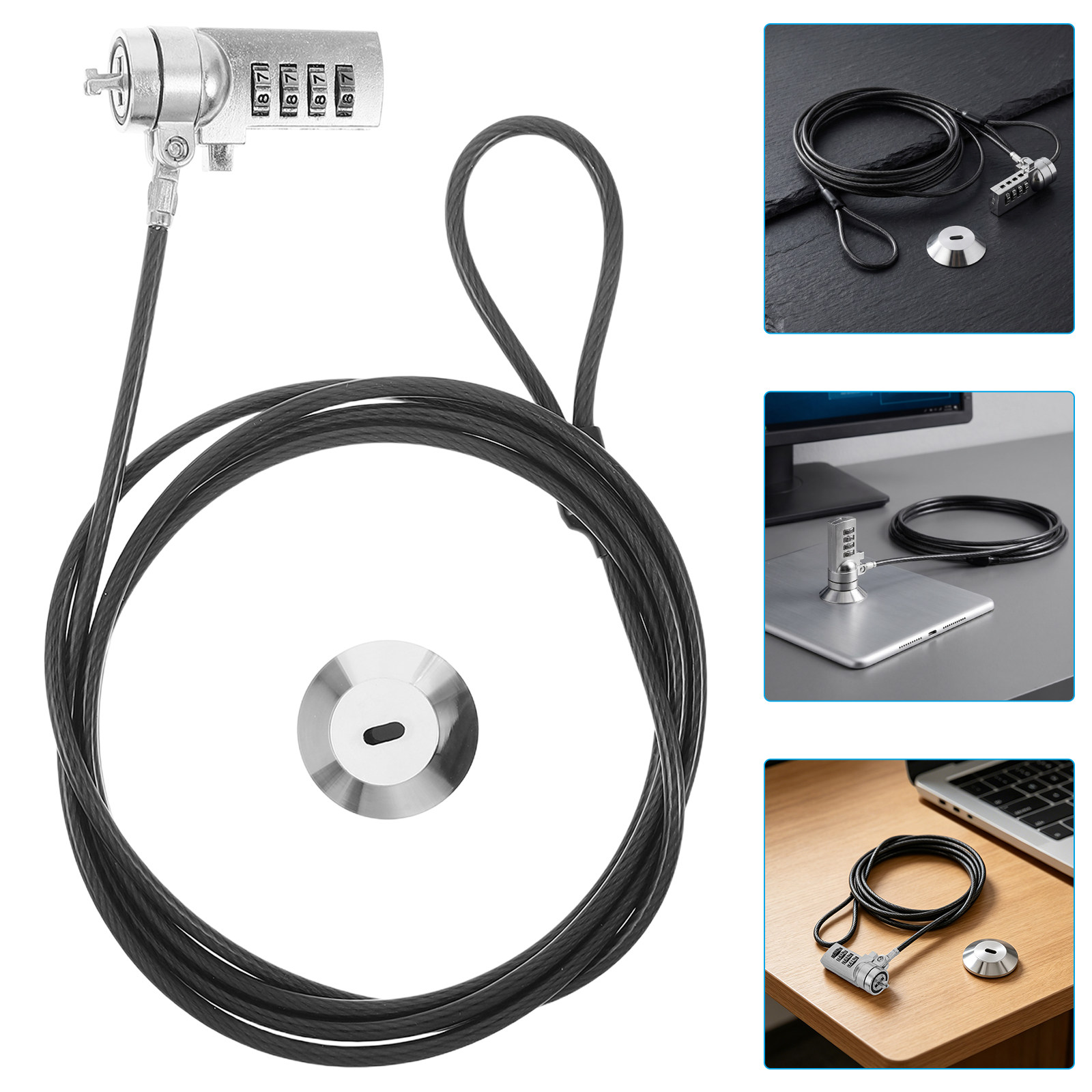 Cable Lock Laptop - 1 Set Dizüstü Bilgisayar Kombinasyon Kilidi