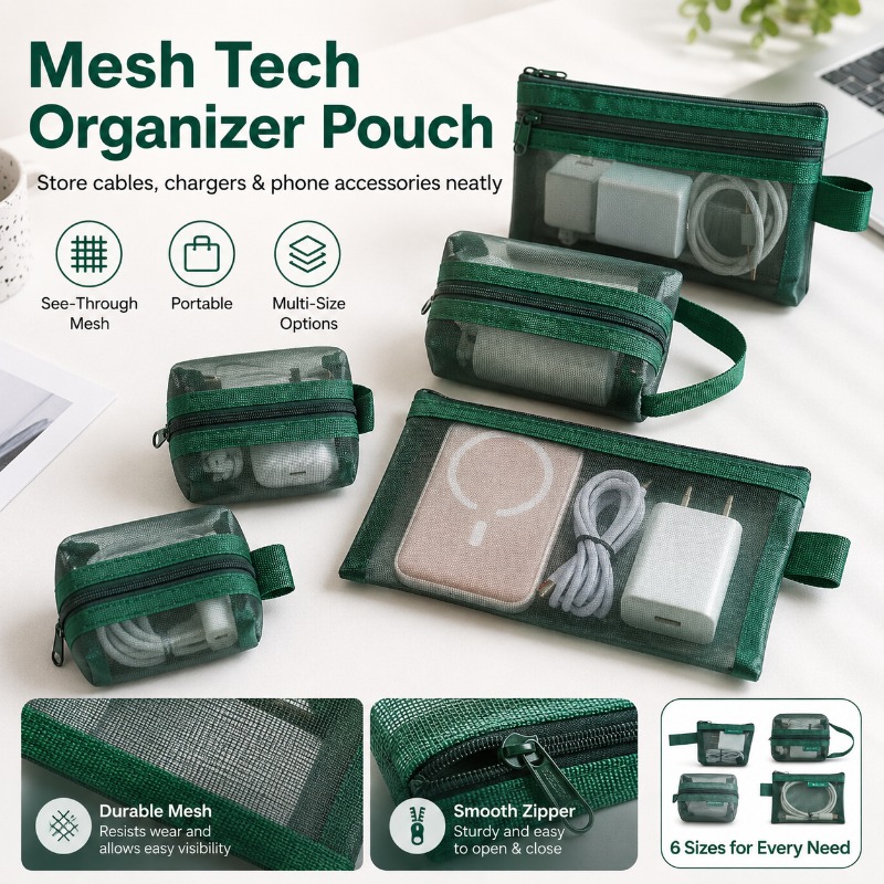6PCS Mesh Tech Organizer Çanta - Office Tech Backpack incelemesi ve fiyatı